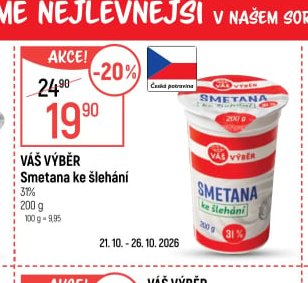 Váš Výběr Smetana ke šlehání 200 g