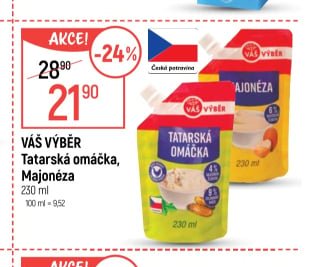 Váš Výběr Tatarská omáčka, Majonéza 230 ml