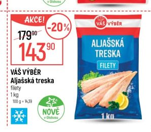 Váš Výběr Aljašská treska filety 1 kg