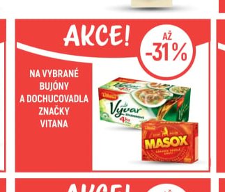 Na vybrané bujóny a dochucovadla značky Vitana