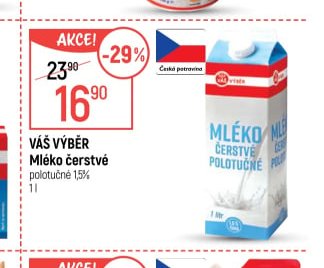 Váš Výběr Mléko čerstvé polotučné