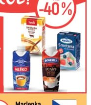 Smetany a mléka do kávy
