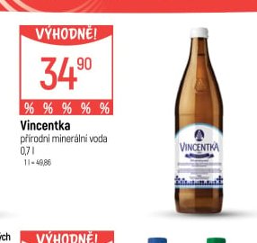 Vincentka přírodní minerální voda
