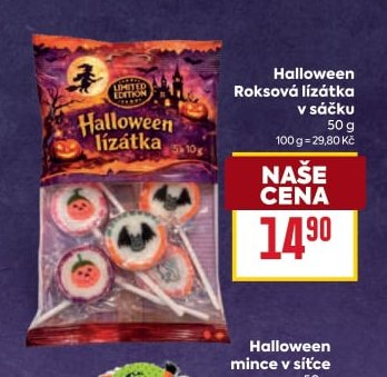 Halloween Roksová lízátka v sáčku