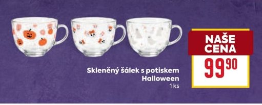 Skleněný šálek s potiskem Halloween