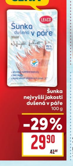 Šunka nejvyšší jakosti dušená v páře 100 g