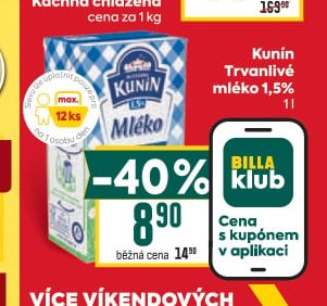 Kunín Trvanlivé mléko 1,5%