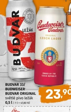 Budvar / Budweiser Budvar Original světlé pivo ležák
