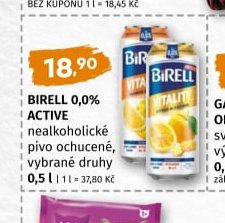 Birell 0,0% active nealkoholické pivo ochucené vybrané druhy