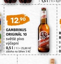 Gambrinus Originál 10 světlé pivo výčepní