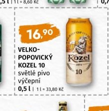 Velkopopovický Kozel 10 světlé pivo výčepní