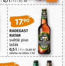 Radegast Ratar světlé pivo ležák