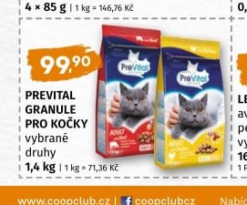 Prevital granule pro kočky vybrané druhy