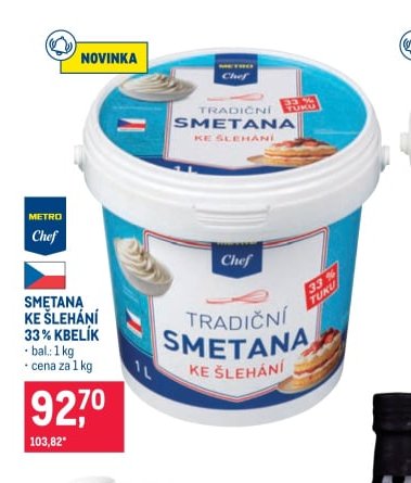 METRO Chef Smetana ke šlehání 33 % kbelík