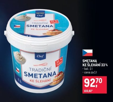 Metro Chef Tradiční smetana ke šlehání 33%