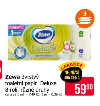 Zewa 3vrstvý toaletní papír Deluxe 8 rolí, různé druhy