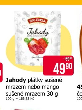 Jahody plátky sušené mrazem nebo mango sušené mrazem 30 g