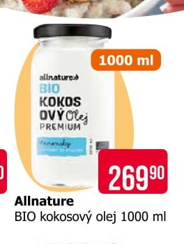 Allnature BIO kokosový olej 1000 ml