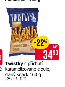 Twistky s příchutí karamelizované cibule, slaný snack 160 g